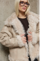 Double-sided beige sheepskin coat made of natural sheepskin